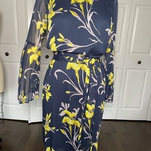 COPY - Jacques Vert Navy Dress with Floral Detail